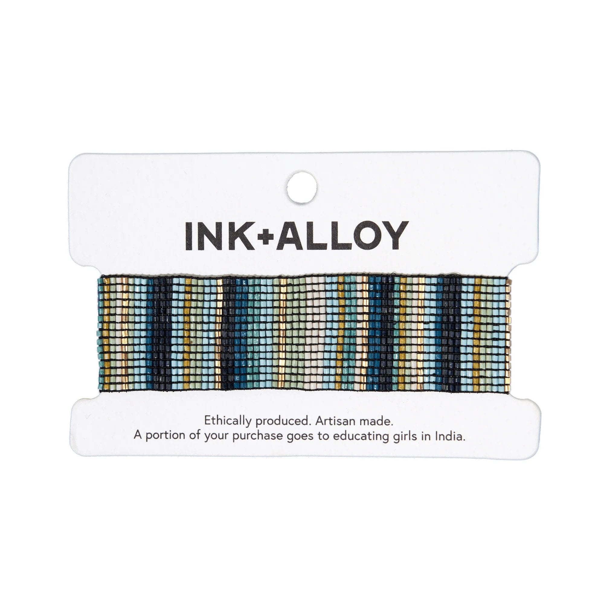 Olive Checkered Beaded Stretch Bracelet Rainbow by INK+ALLOY