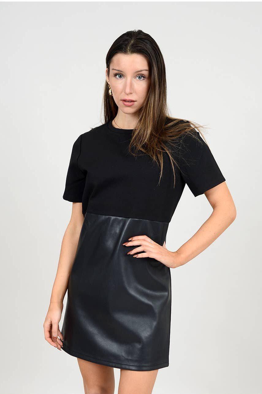 RD Style, Miu Combination Ponte Faux Leather Skirt